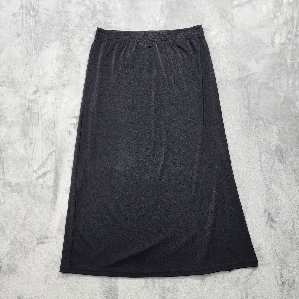 Vintage Sag Harbor Skirt Womens XL Black Jersey Maxi Straight Pull On Stretch